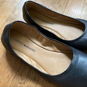 Lucky Brand Black Leather Ballet Flats Size 8